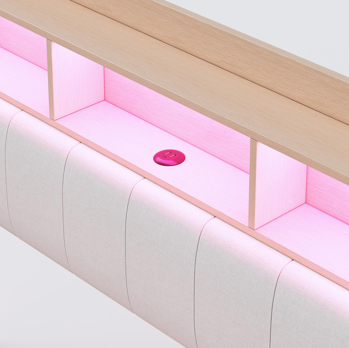 POLSTERBETT 160/200 cm Beige aus Stoff mit LED-Beleuchtung und USB-Anschluss - Beige, Textil (160/200cm) - OKMYHOME