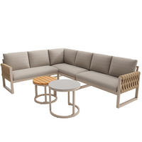 GARTENLOUNGE 123/68/86 cm mit modularer Kombination, verstellbaren Tischbeinen und waschbaren Kissen, Beige - Beige, Metall - Redom