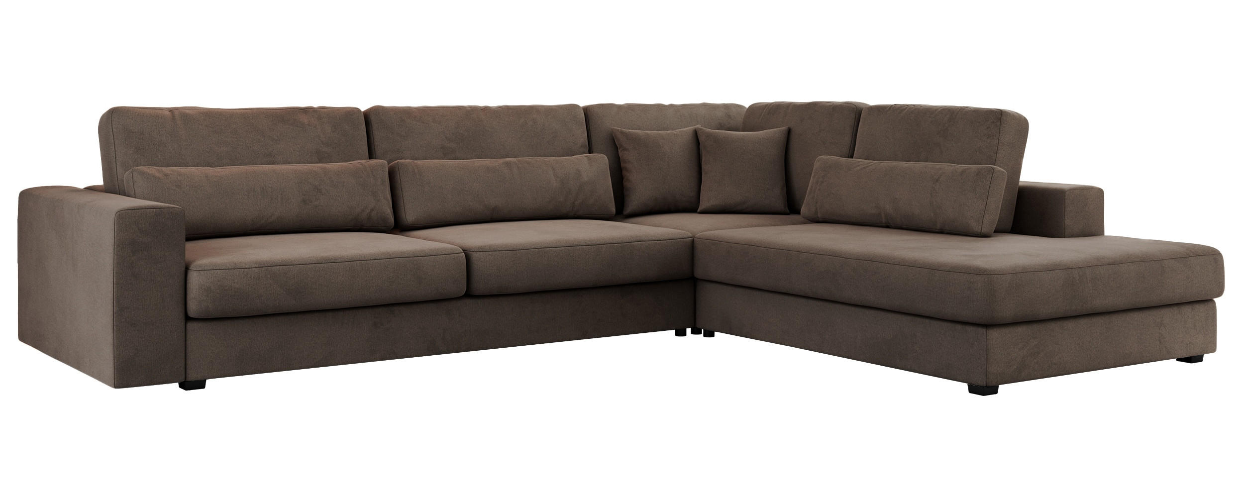 ECKSOFA Savona Braun Velvet - rechts - Schwarz/Braun, Kunststoff/Textil (249/316cm) - MKS