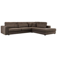ECKSOFA Savona Braun Velvet - rechts - Schwarz/Braun, Kunststoff/Textil (249/316cm) - MKS