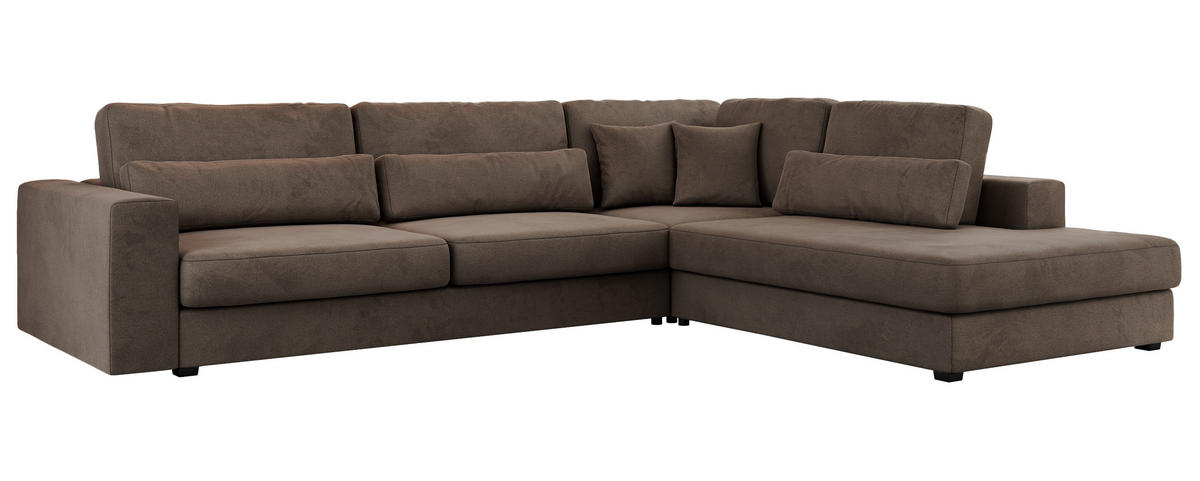 ECKSOFA Savona Braun Velvet - rechts - Schwarz/Braun, Kunststoff/Textil (249/316cm) - MKS