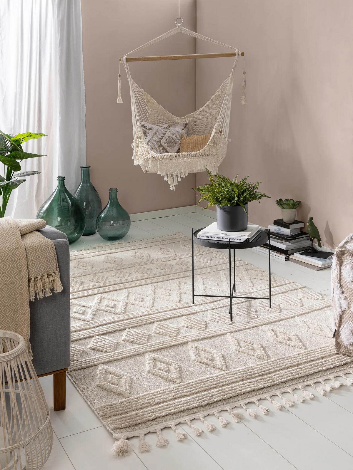 KOBEREC Oyo Krémová/Béžová 160x230 cm - krémová, textil/přírodní materiály (160/230cm) - benuta Pop