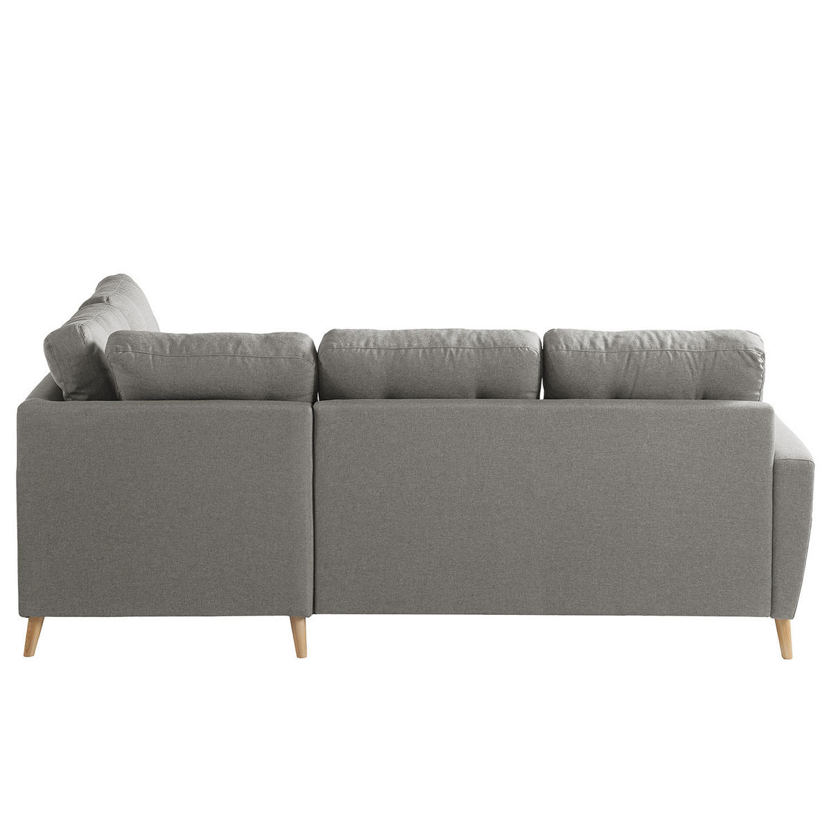 ECKSOFA mit Ottomane - Webstoff - Hellbraun/Grau, Holz/Textil (230/200cm) - home24