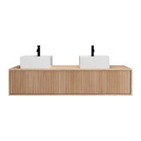 DOPPELWASCHTISCH - 150 x 47 - holz - naturfarben hell Arnega - Weiß, Holz (150/32/47cm) - Vente-Unique