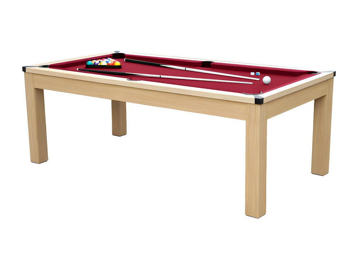BILLARDTISCH - 8 Personen - holz - rot, naturfarben hell Balthazar - Rot, Holz (213.4/111.8cm) - Vente-Unique