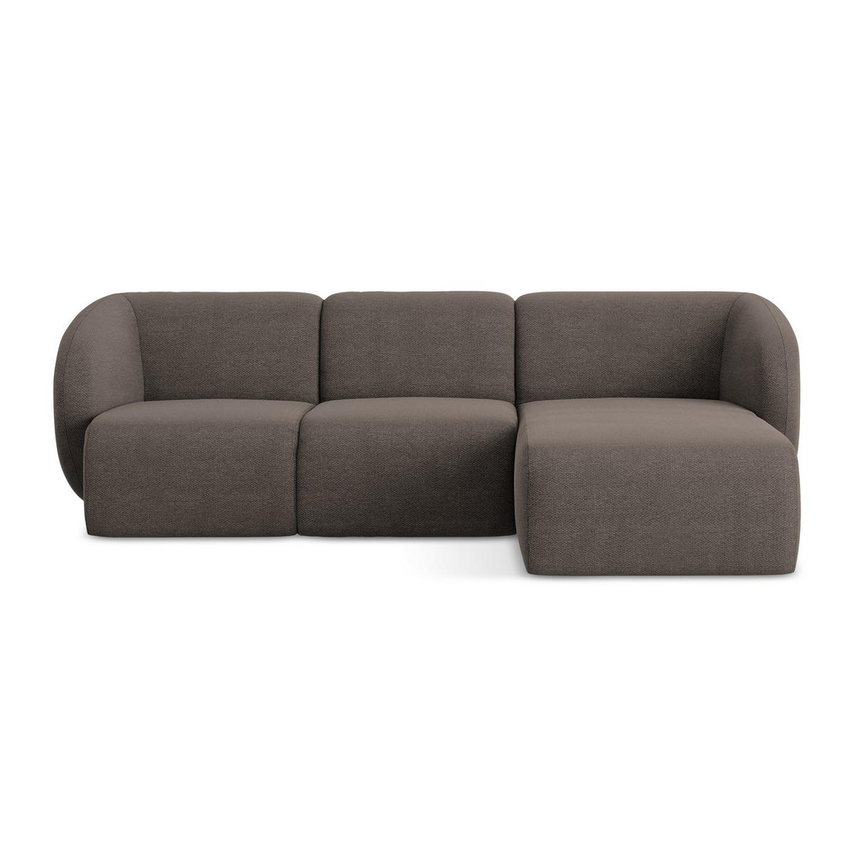 ECKSOFA Rechts Bouclé Stoff Braun - Schwarz/Mokka, Holzwerkstoff/Kunststoff (248/166cm) - LaMiaSofa