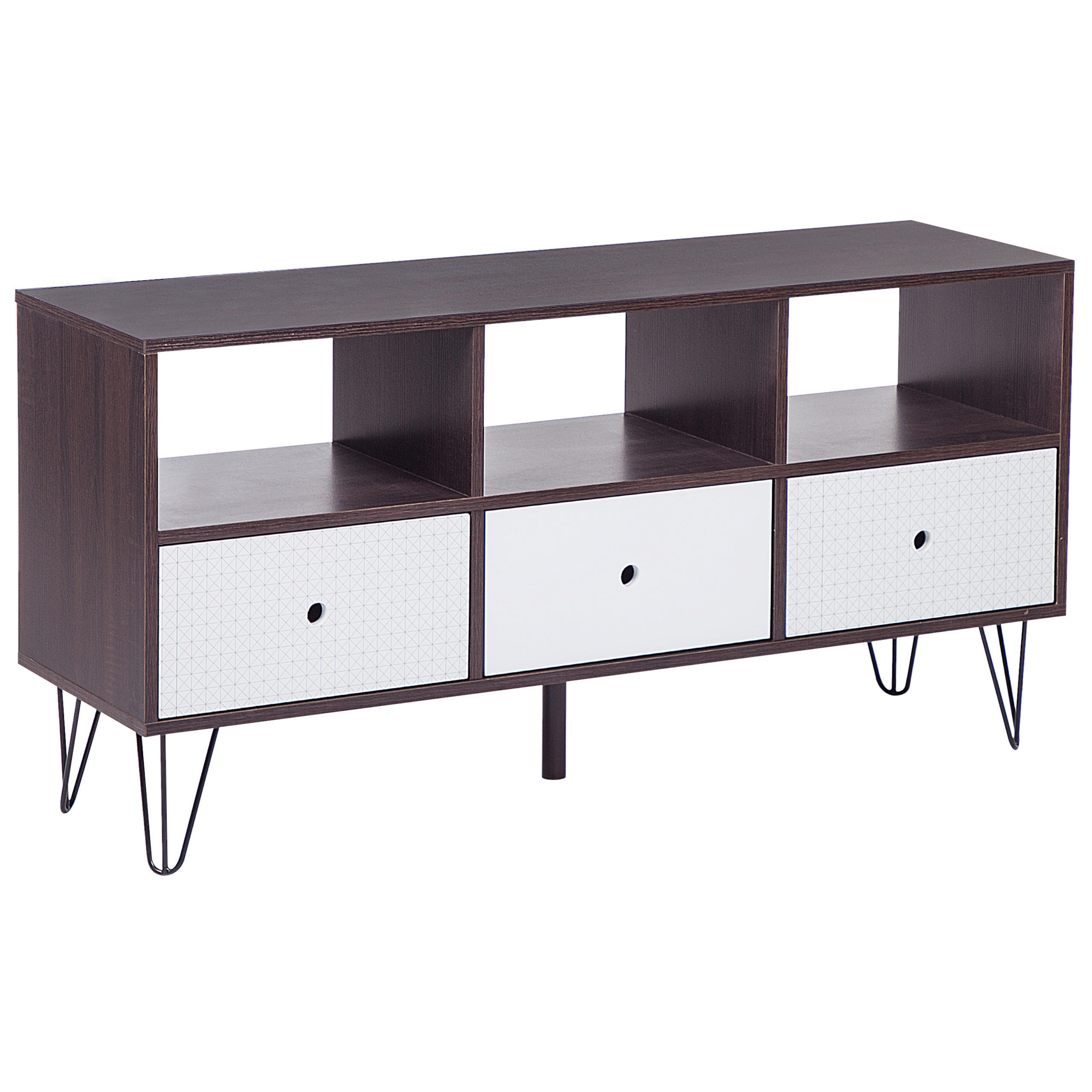 Beliani TV STOLEK Tmavě hnědý, Bílý FOSTON 35/120/60 cm
