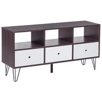TV-MÖBEL Dunkelbraun, Weiß FOSTON 35/120/60 cm - Dunkelbraun, Holzwerkstoff (120/60/35cm) - Beliani