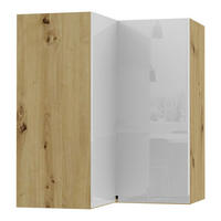 ECKHÄNGESCHRANK Florence W12/60 Eiche Artisan / RAL 9003 signalweiß HG 60 / 60 / 72cm - Vordertür links - Weiß Hochglanz/Eiche Artisan, Holz/Holzwerkstoff (72/60/60cm) - Feldmann-Wohnen