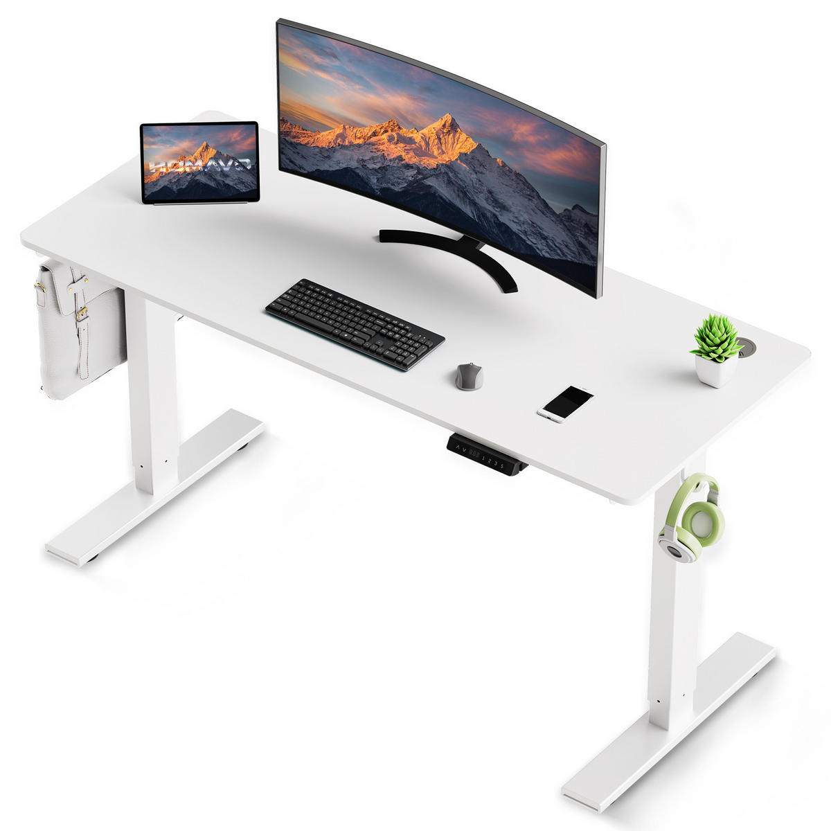 SCHREIBTISCH höhenverstellbar 70 - 120 cm - Weiß, Metall (120/60/120cm) - HOMAVO