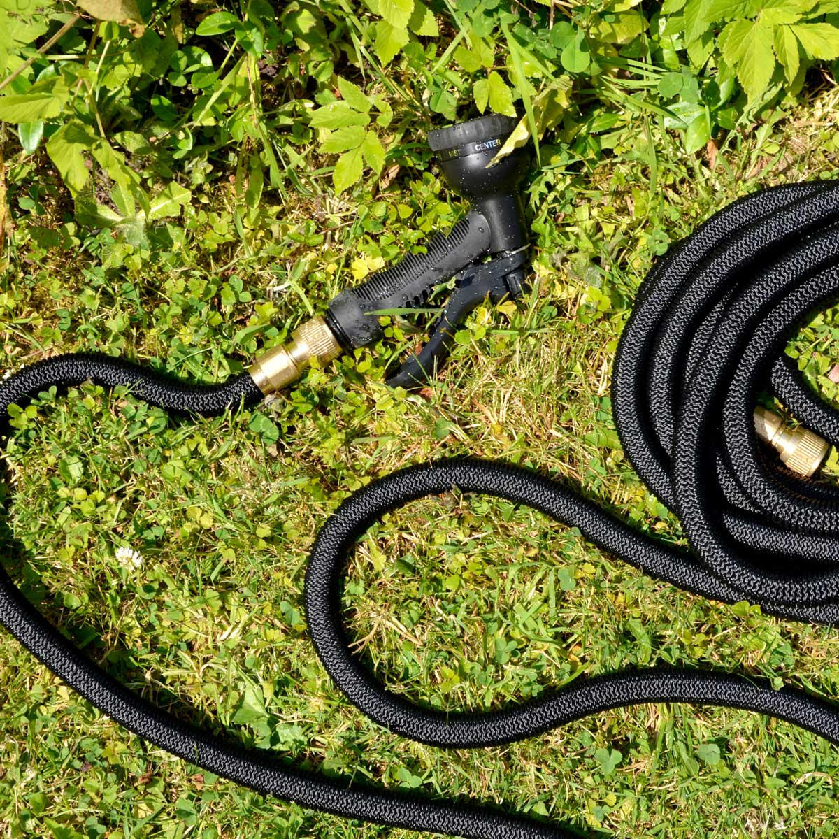 FLEX-GARTENSCHLAUCH 15m inkl. 7fach Multifunktions-Sprühkopf - Schwarz, Kunststoff (1500cm) - eyepower