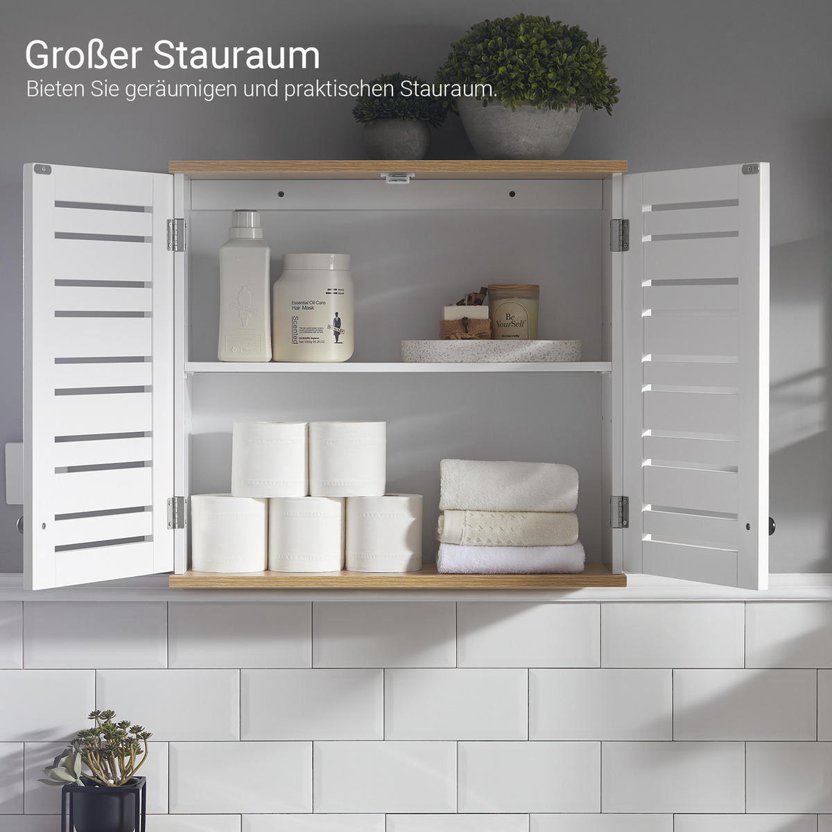 HÄNGESCHRANK Weiß - Weiß, Holzwerkstoff (60/56/19cm) - SoBuy