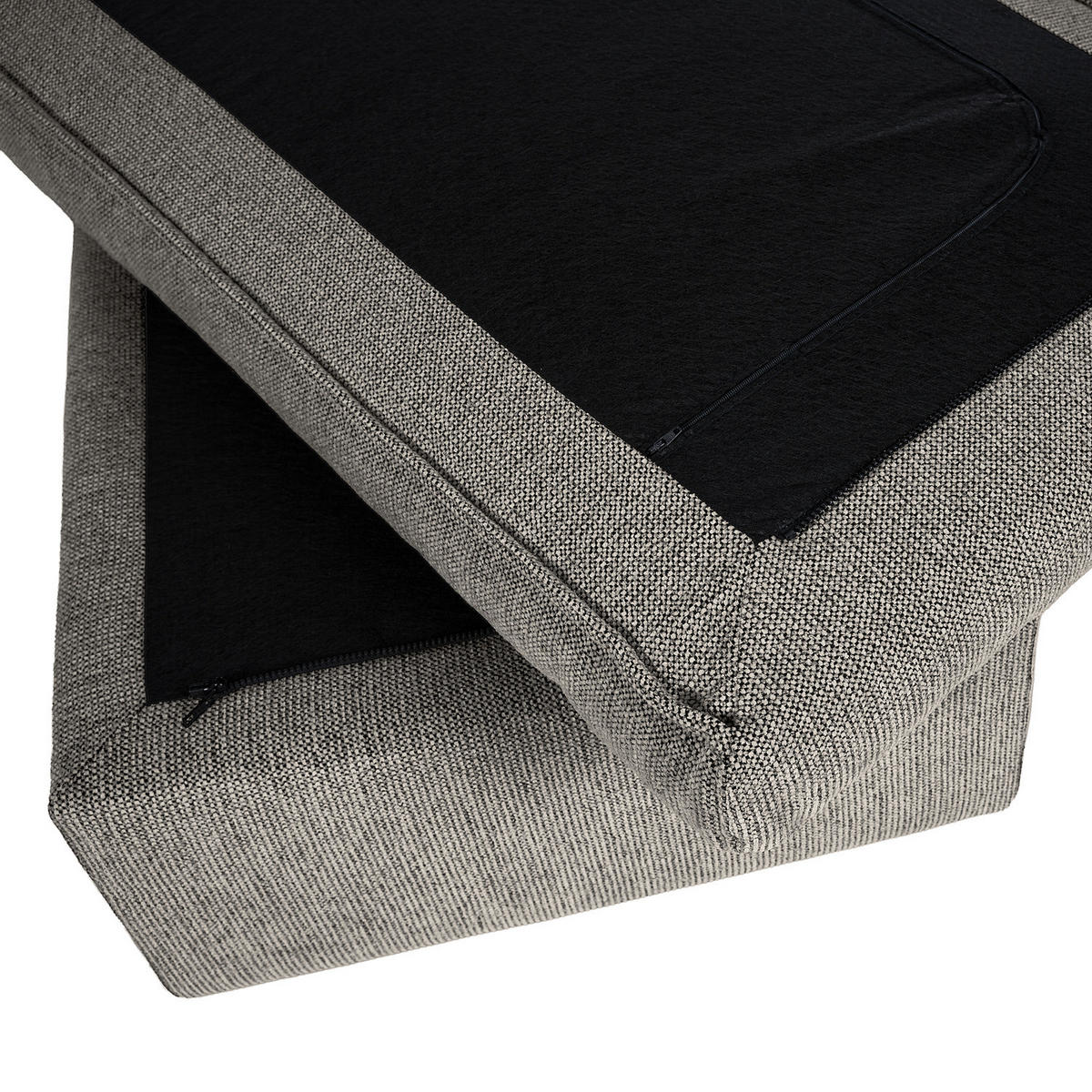 POLSTERHOCKER - Schwarz/Grau, Kunststoff/Textil (131/44/61cm) - home24