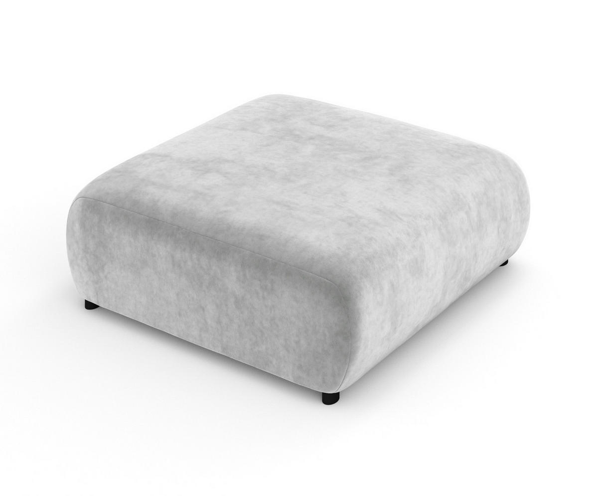 POUF L Zanzibar Hellgrau Samtstoff - Hellgrau/Schwarz, Holz/Holzwerkstoff (110/37/110cm) - Maison de Reve