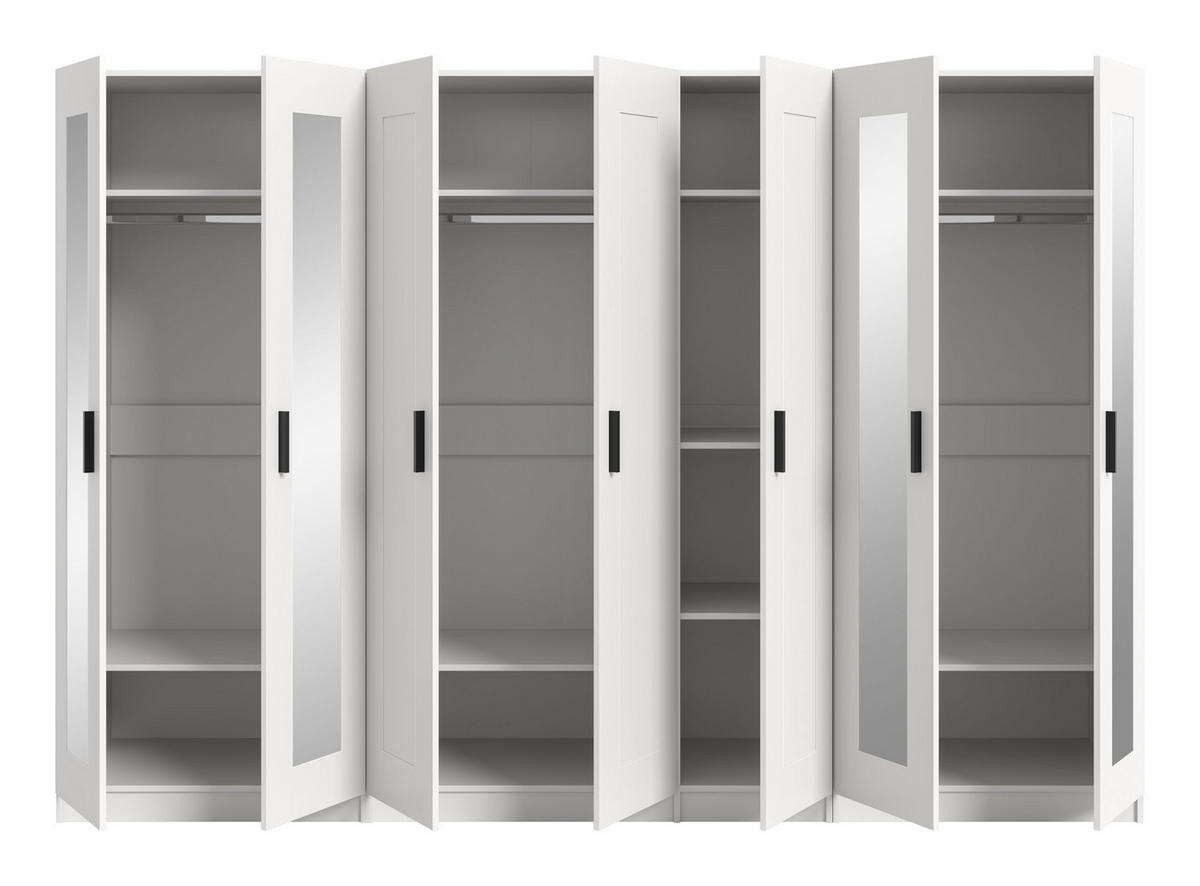 KLEIDERSCHRANKKOMBINATION VISBY (B/H/T: ca. 280/194/56 cm) in weiß/weiß - Weiß, Holzwerkstoff (280/194/56cm)