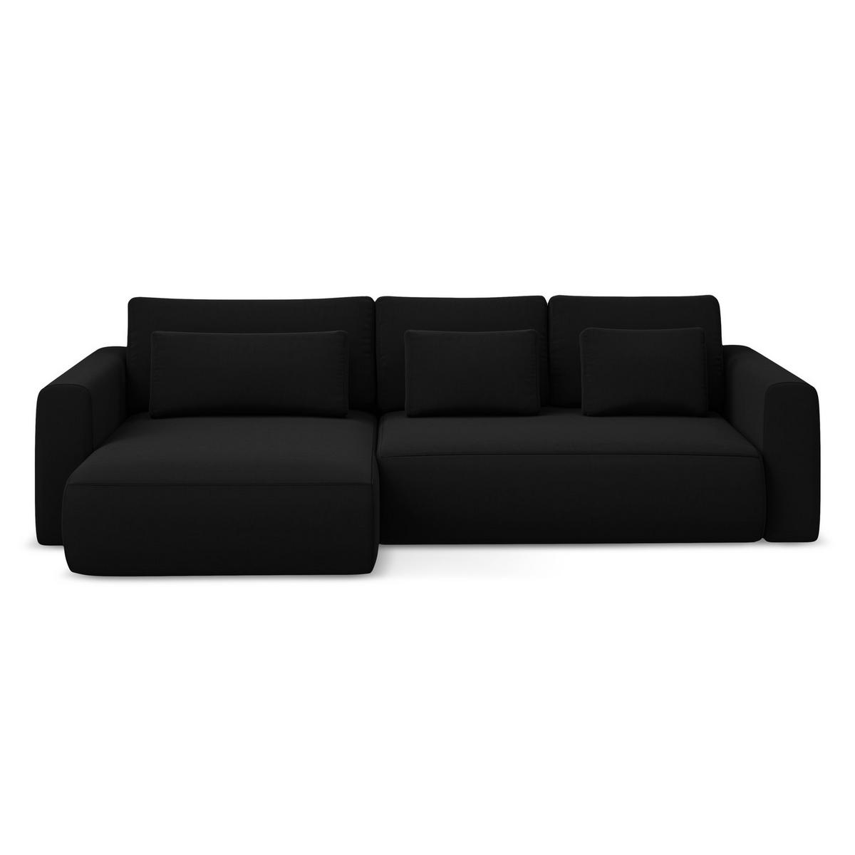 ECKSOFA mit Schlaffunktion Samt Stoff Schwarz - Schwarz, Kunststoff/Textil (149/278cm) - LaMiaSofa
