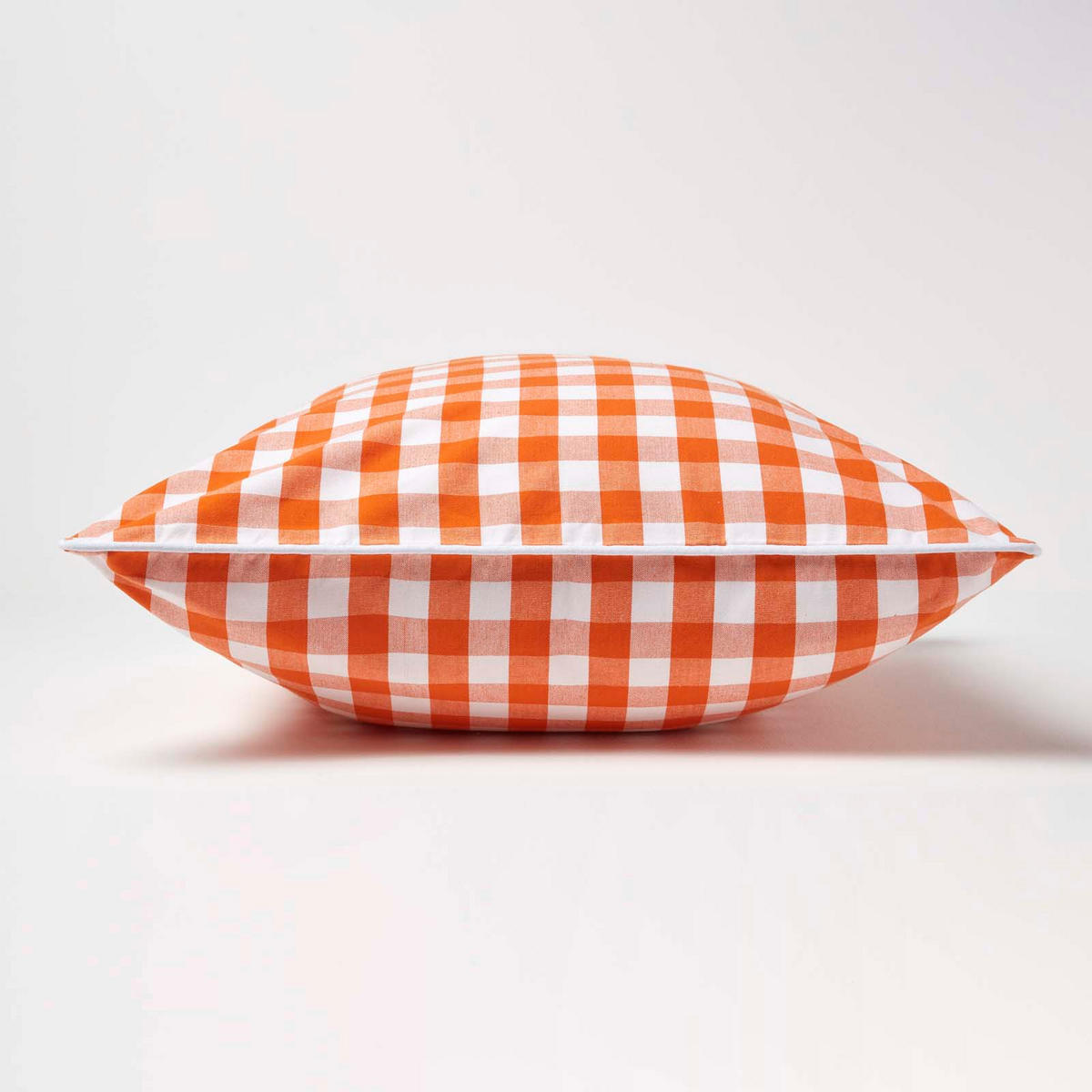 KISSENHÜLLE Karo-Muster 60/60 cm, 100% Baumwolle - Orange, Textil (60/60cm) - Homescapes