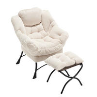 SESSEL 69.9/95/64 cm Weiß aus Stahl mit Hocker - Weiß, Textil (69.9/95/64cm) - OKMYHOME