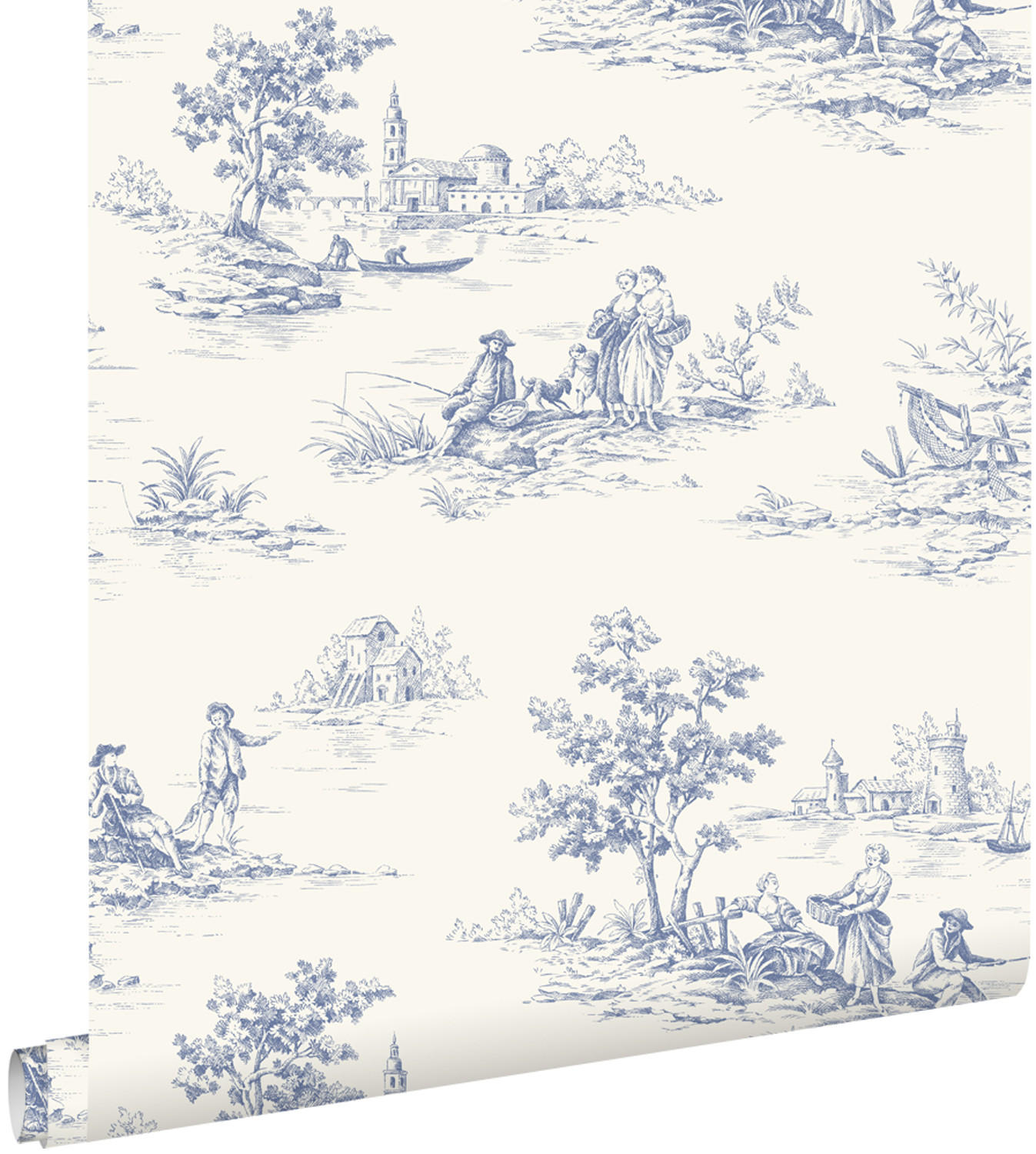 TAPETE Toile de Jouy 50 x 900 cm - Weiß, Papier (50/900cm) - ESTAhome