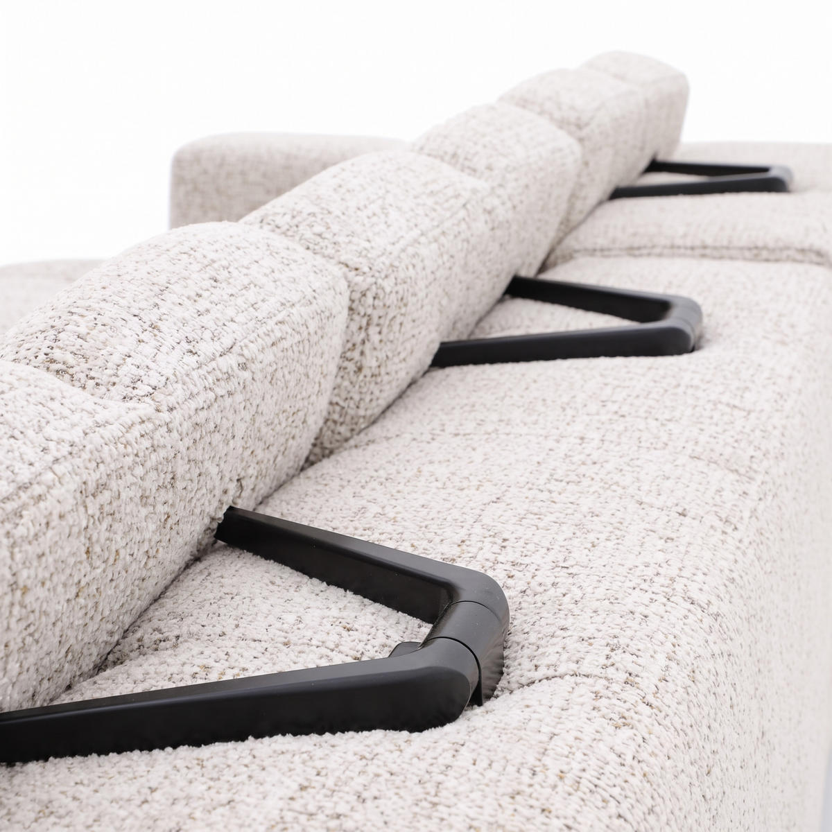 ECKSOFA TENDER Links mit Schlaffunktion und Verstellbare Kopfstützen, Chenille beige - Beige/Schwarz, Holz/Kunststoff (315/176cm) - Muffo
