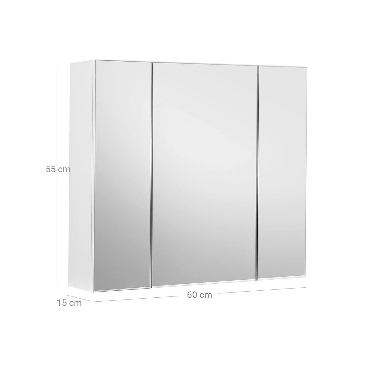 SPIEGELSCHRANK BADEZIMMERSCHRANK - Weiß, Holzwerkstoff (15/55/60cm) - Hansiro