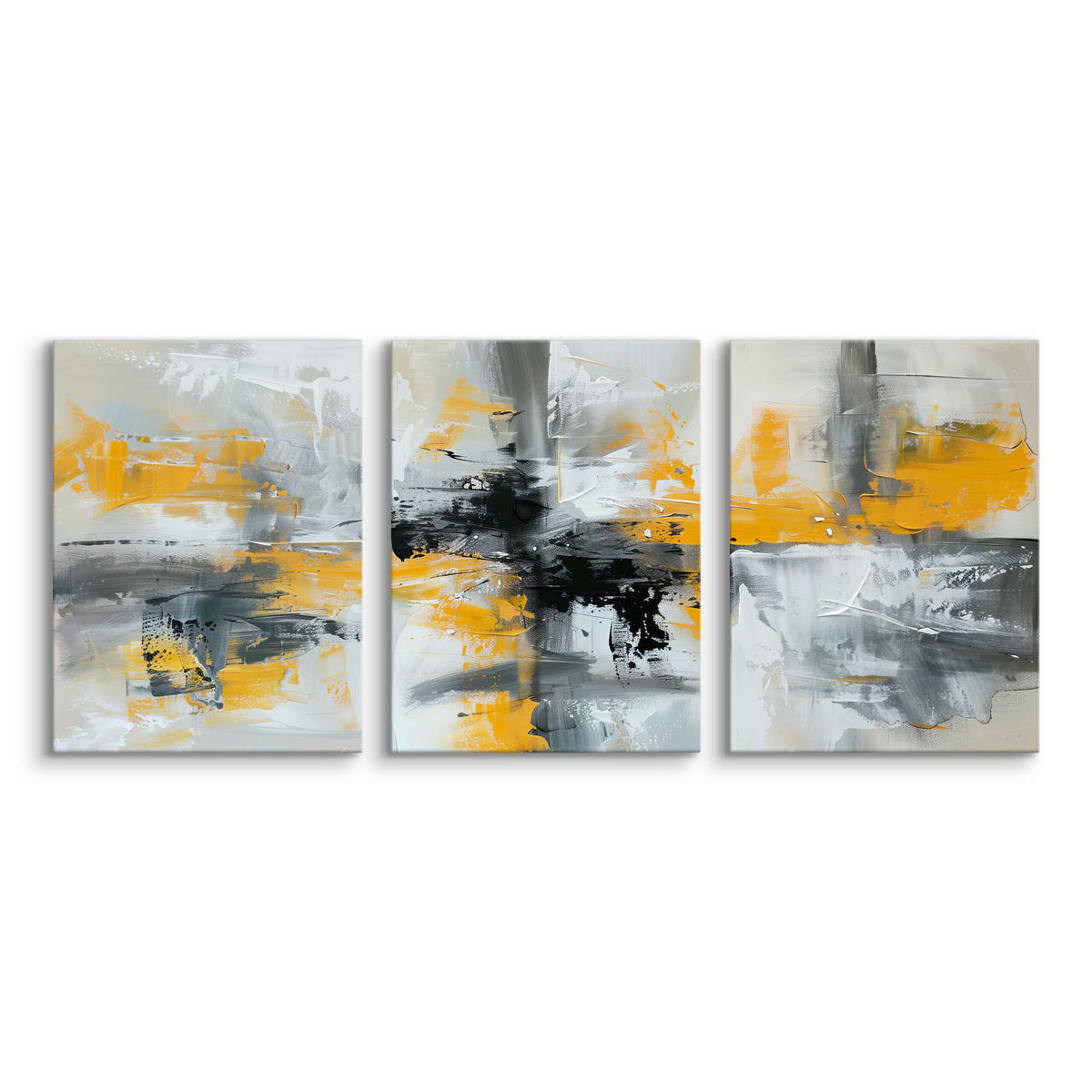LEINWANDBILDER 3-es Set Abstrakte Kunst - Beige/Gelb, Textil (90/40cm) - Muralo
