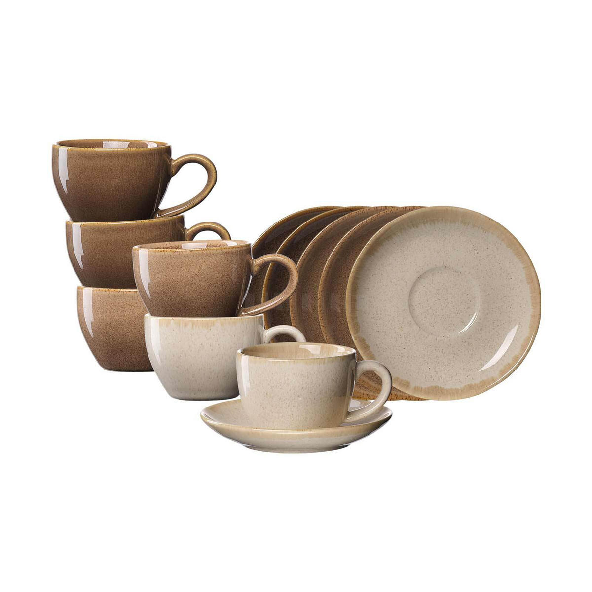 ESPRESSOTASSEN MIT UNTERTASSEN Sahara braun 100 ml 6er Set - Braun, Keramik (11.5/7/11.5cm) - Ritzenhoff Breker