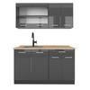 SINGLEKÜCHE R-Line Anthrazit Hochglanz/Anthrazit 140 cm ohne Arbeitsplatte - Anthrazit, Holzwerkstoff (140/81.6/46cm) - Vicco
