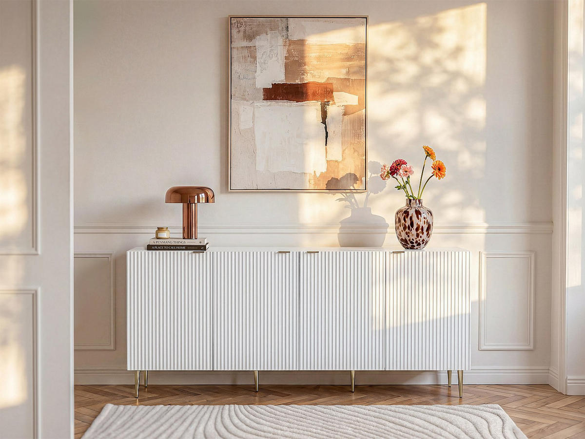 SIDEBOARD - 190 cm x 45 cm - Holz, Platte - Weiß - YESINIA - Weiß, Holz (190/80/45cm) - Vente-Unique