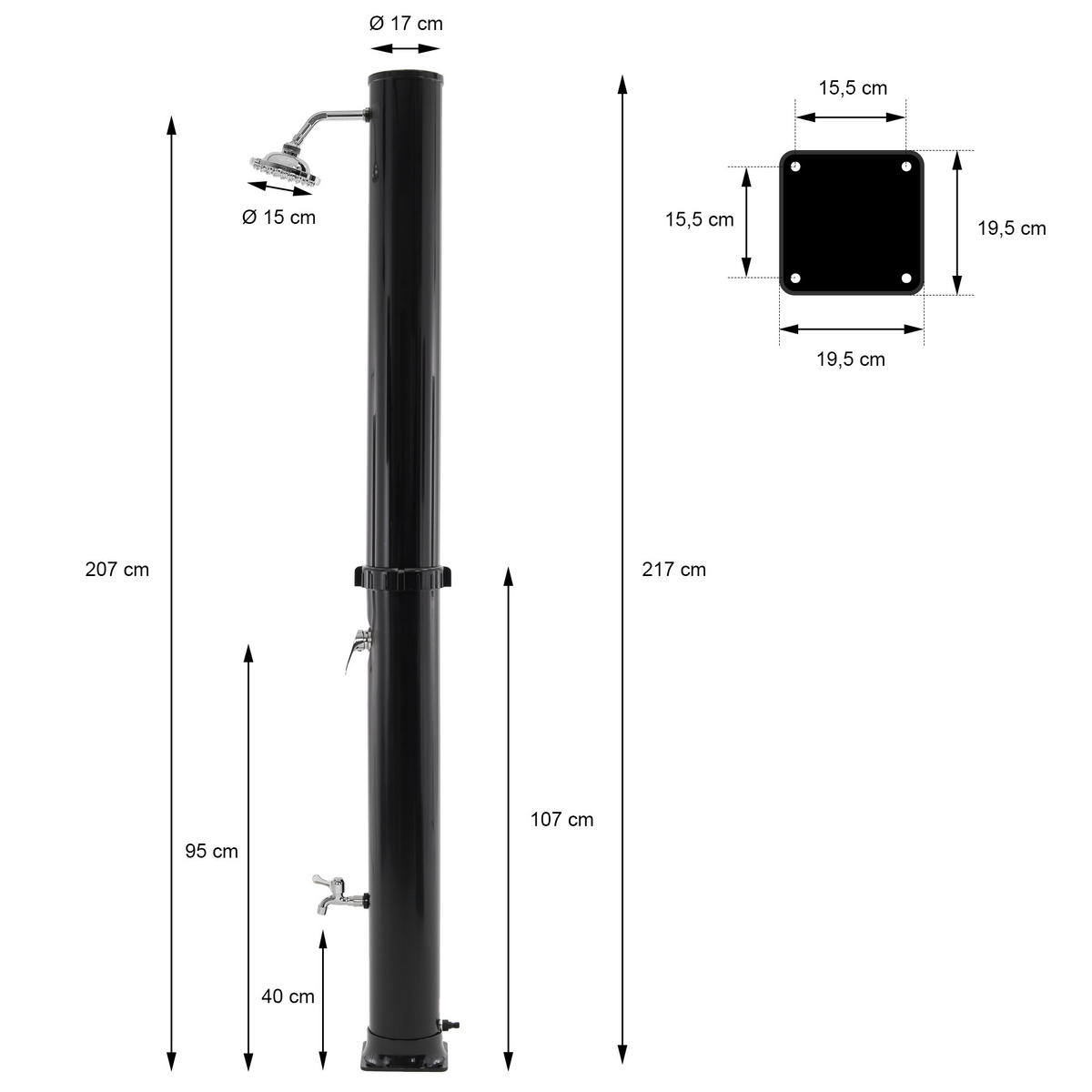 SOLARDUSCHE - Schwarz, Kunststoff (19.5/217/50cm) - ECD-Germany