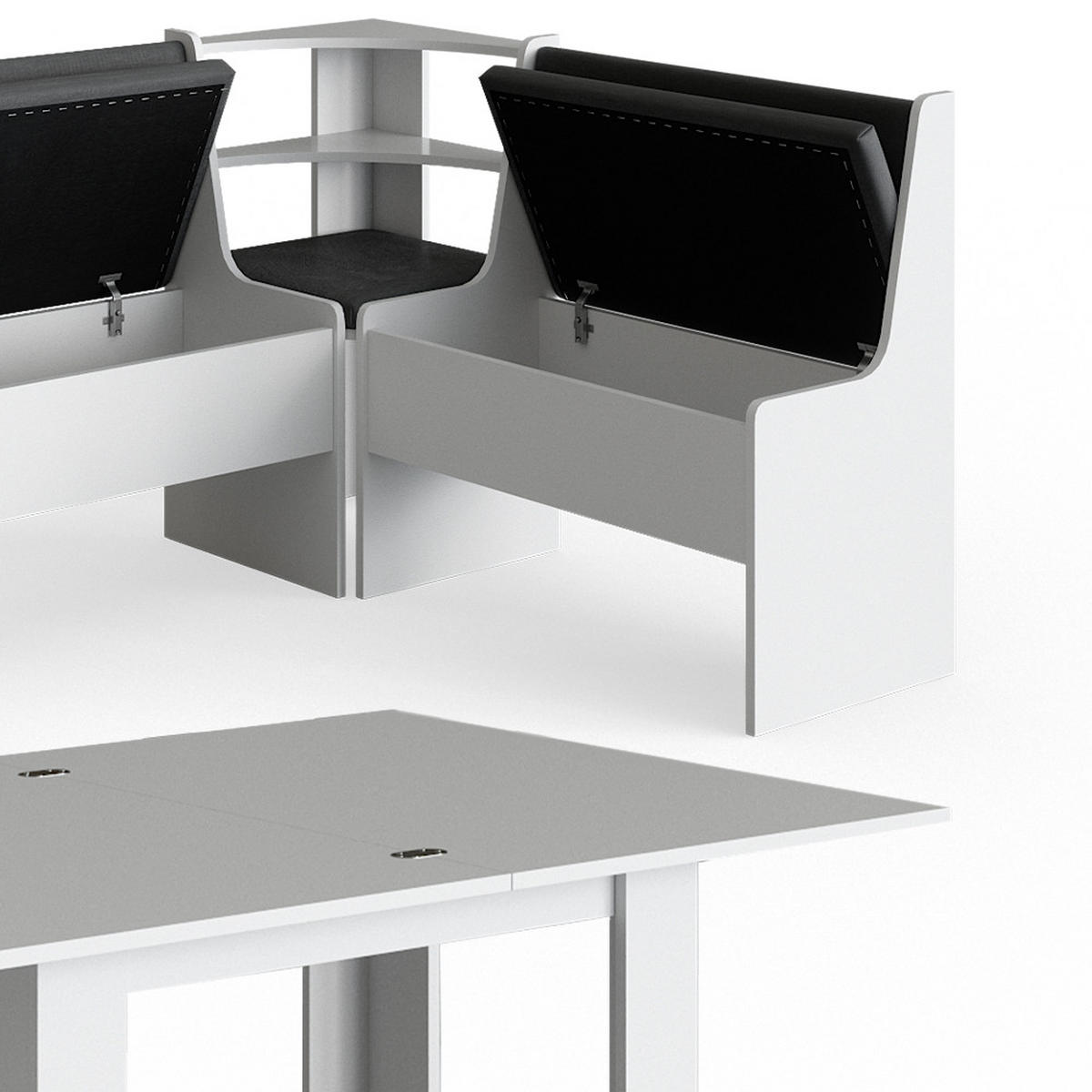 ECKBANKGRUPPE Roman Weiß 180 x 41.5 cm mit Tisch - Anthrazit/Weiß, Holzwerkstoff (180/80/120cm) - Vicco