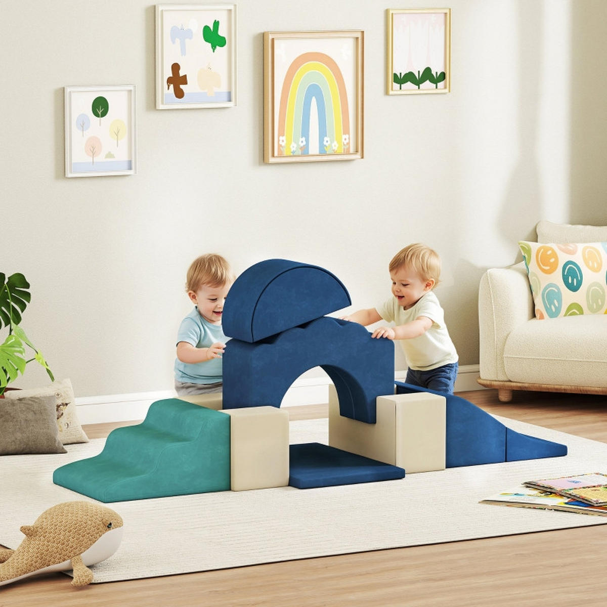 KONSTRUKTIONSSPIELZEUG Bausteine Blau - Blau, Kunststoff (40/25/50cm) - Korfee