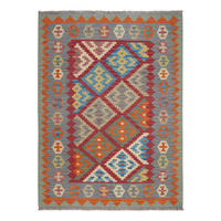 HANDWEBTEPPICH Kelim Gashgai Rot 172/128 cm Schurwolle - Rot, Textil (128/172cm) - Looma