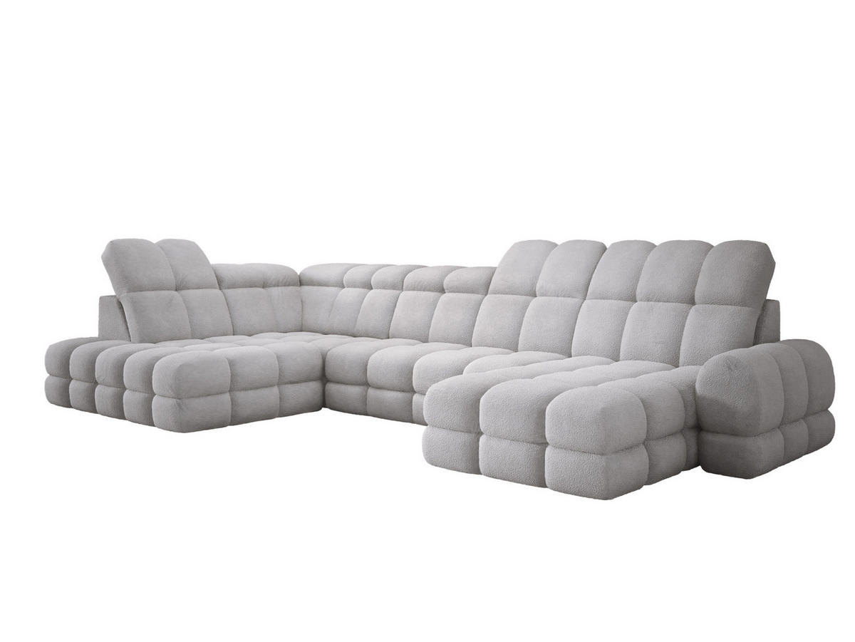 ECKSOFA TOLLO Anthology-stoff U-form 400x217x105 cm grau - Silbereichenfarben, Holz/Textil (400/217cm) - DomoHome