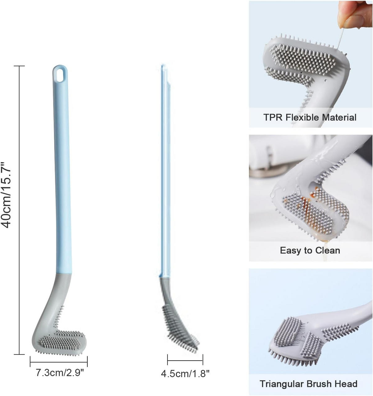 TOILETTENBÜRSTE – (Blau, 40 cm lang) – 2er-Set - Blau, Kunststoff (3/40/7cm)