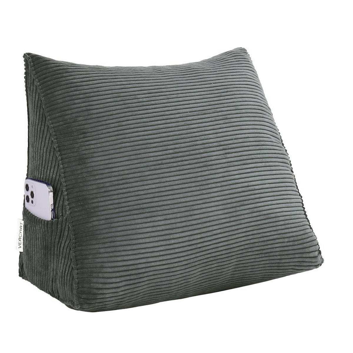 RÜCKENKISSEN für Bett Kord Grau 45 cm - Grau, Textil (35/45cm) - Vercart