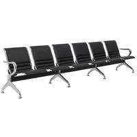 WARTEBANK Lederlook Schwarz - Chromfarben/Schwarz, Textil/Metall (356/76/56cm) - CLP