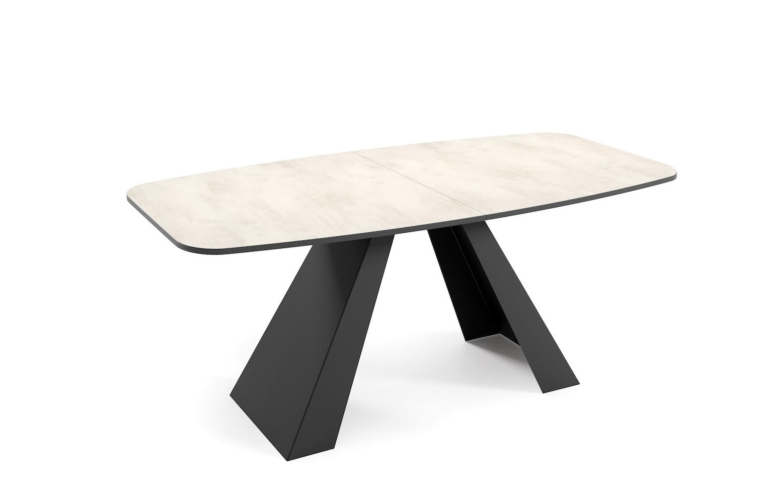 ESSTISCH Myron Chromix Weiß / Schwarz 180/220 / 90 / 76cm - Ecru/Schwarz, Holz/Holzwerkstoff (180/90/76cm) - Feldmann-Wohnen