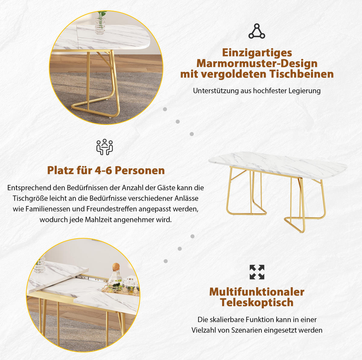 ESSTISCH 140/180/80 cm Weiß aus MDF ausziehbar - Schieferfarben, Holzwerkstoff (180/80/75cm) - OKMYHOME
