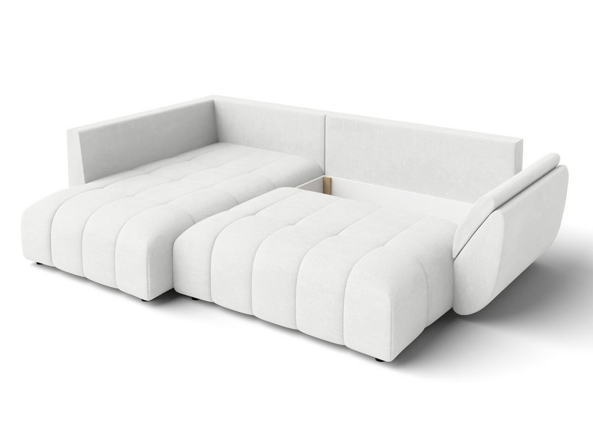 ECKSOFA L Form Corleone Weiß 266/182/91 cm mit Schlaffunktion - Schwarz/Weiß, Kunststoff/Textil (266/182cm) - AX Living
