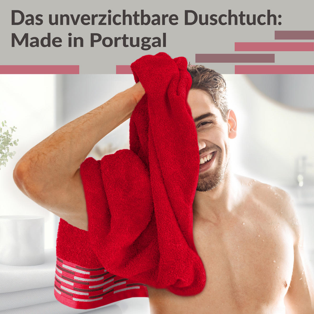 DUSCHTUCH Lugano Rot 2er 70x140 cm - Rot, Textil (70/140cm) - Lashuma