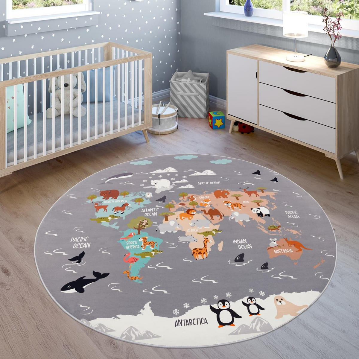 KINDERTEPPICH BINO 581 GRAU 160D - Grau, Kunststoff (160/160cm) - Paco Home
