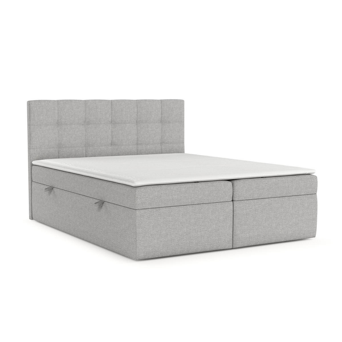 BOXBETT Lean 160/200 cm Graubeige im Megan Stoff - Schwarz/Grau, Holz/Holzwerkstoff (160/200cm) - AltaBeds