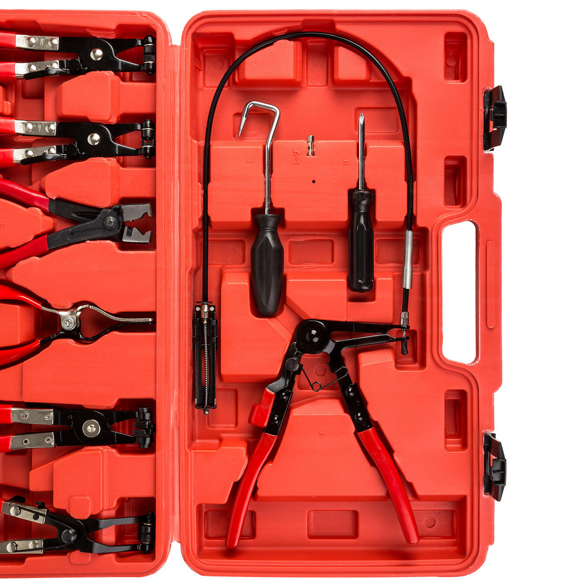 WERKZEUGSET Schlauchklemmenzangen und Schlauchschellenzangen, inklusive Kunststoffkoffer,schwarz/rot - Rot/Schwarz, Metall (48/28/9cm) - tectake