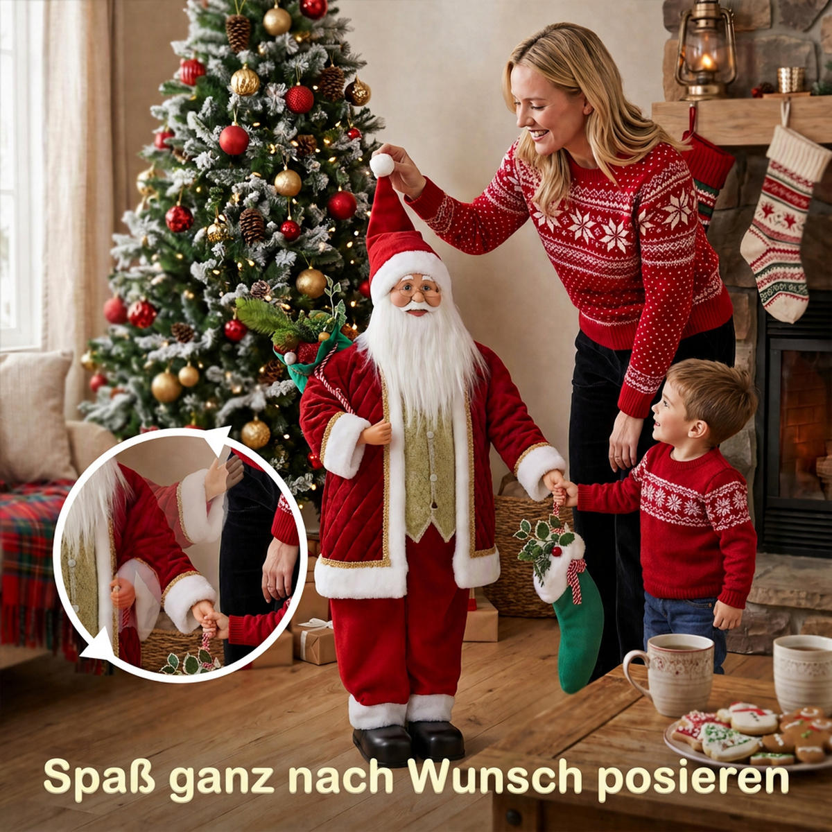 SANTA Claus Polyester Červená - červená, textil (25/120/50cm) - HOMCOM