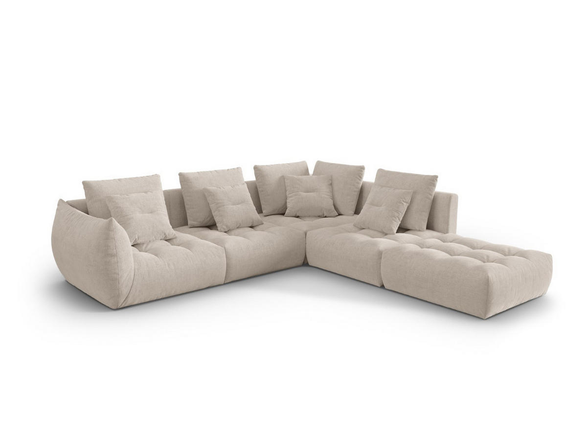 ECKSOFA modular rechts Bloom aus strukturiertem Stoff dunkelbeige 4 Sitzplätze - Mokka, Textil (310/316cm) - Micadoni