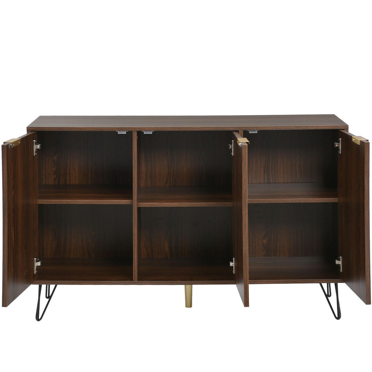SIDEBOARD 120/38/76,5 cm mit 3 Türen in Naturfarbe und goldfarbenen Griffen - Naturfarben, Holzwerkstoff (120/76.5/38cm) - BEAOK