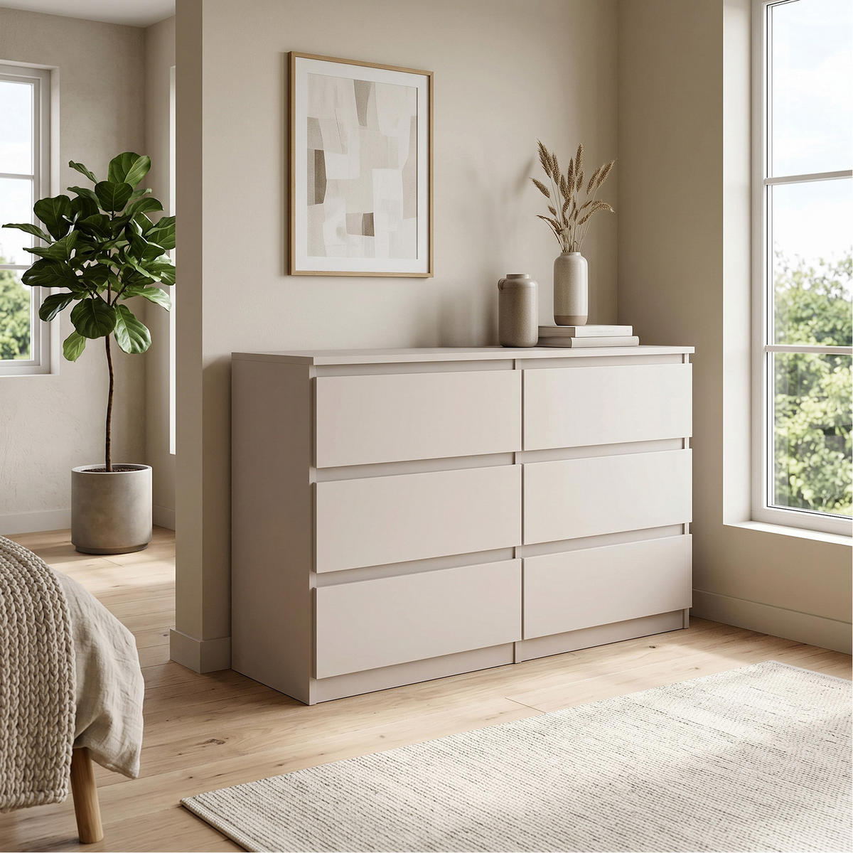KOMMODE NUDO 120/78,5/39cm mit 6 Schubladen Türen Kaschmir - Kaschmir, Holzwerkstoff (120/78.5/39cm) - MASSENO