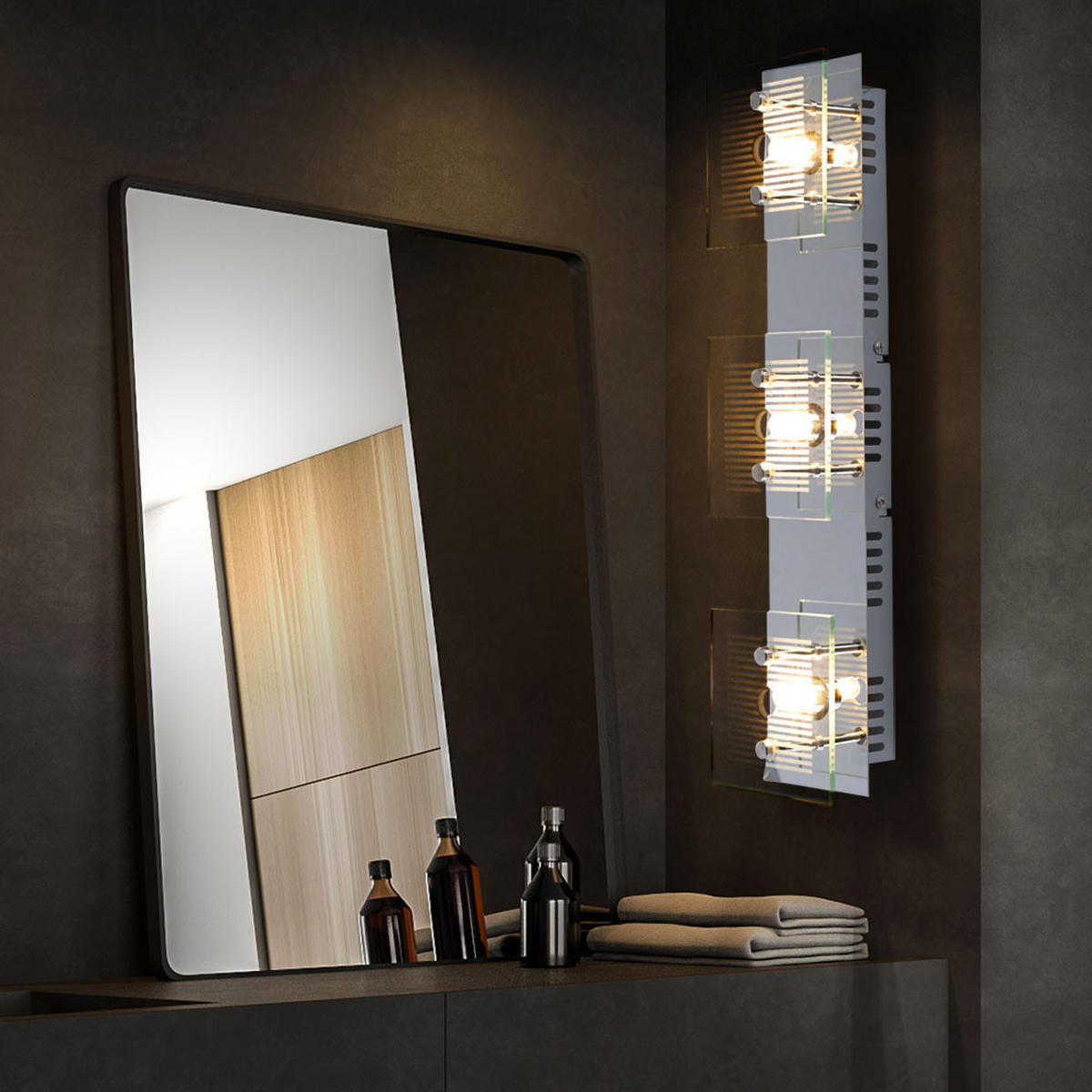 LED WANDLEUCHTE GILMA Chrom Silber Glas 3-flammig 2er Set - Silberfarben, Glas (10/7.5/40cm) - Globo Lighting