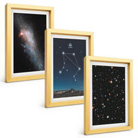 BILDER SET 3er Set - 20x30 cm Goldrahmen - Weltraum, Galaxie, Waage, Himmel - Goldfarben, Kunststoff (20/30cm) - TULUP